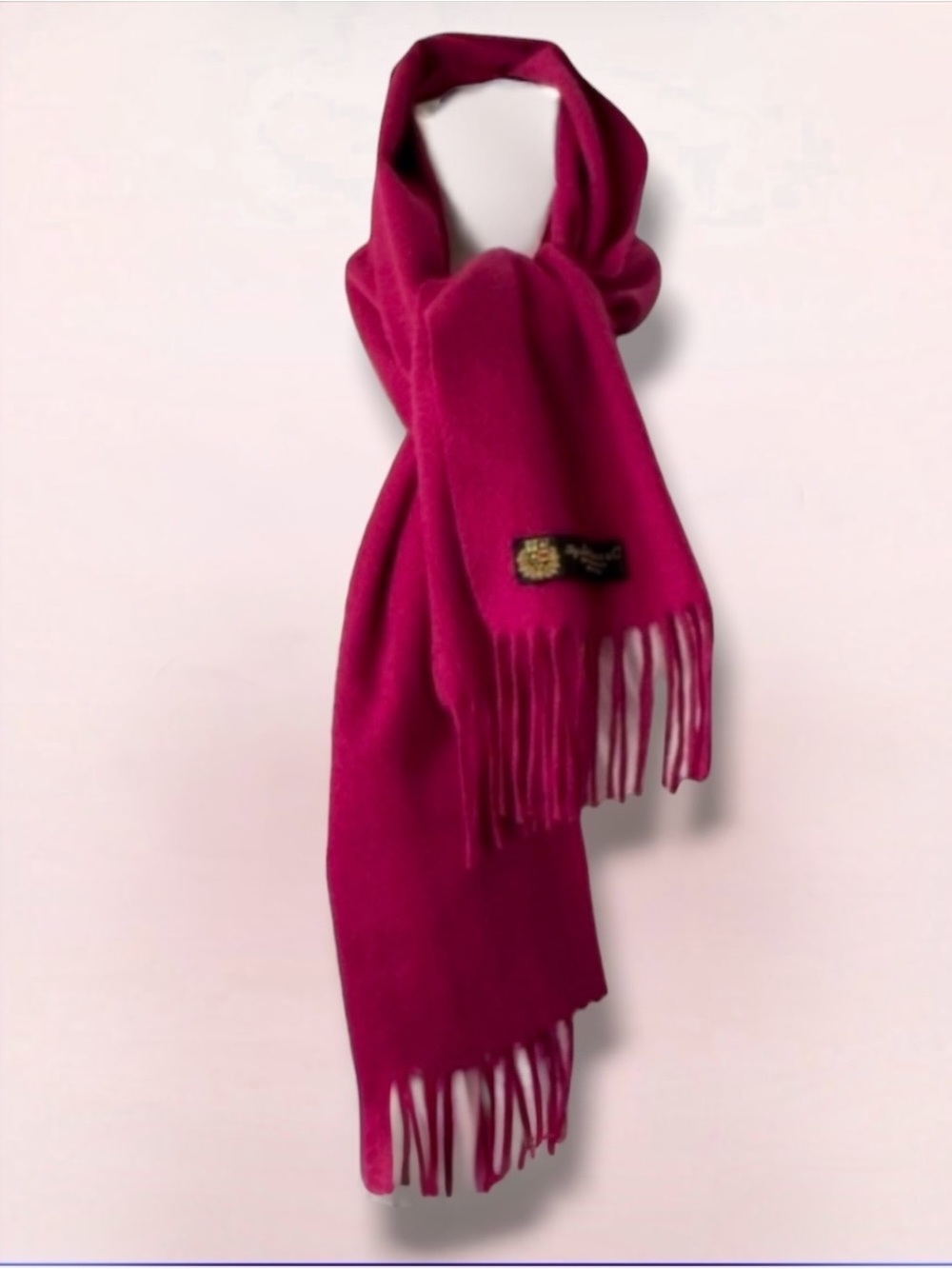 Loro Piana 100% Cashmere Fringe Magenta Scarf 13x59